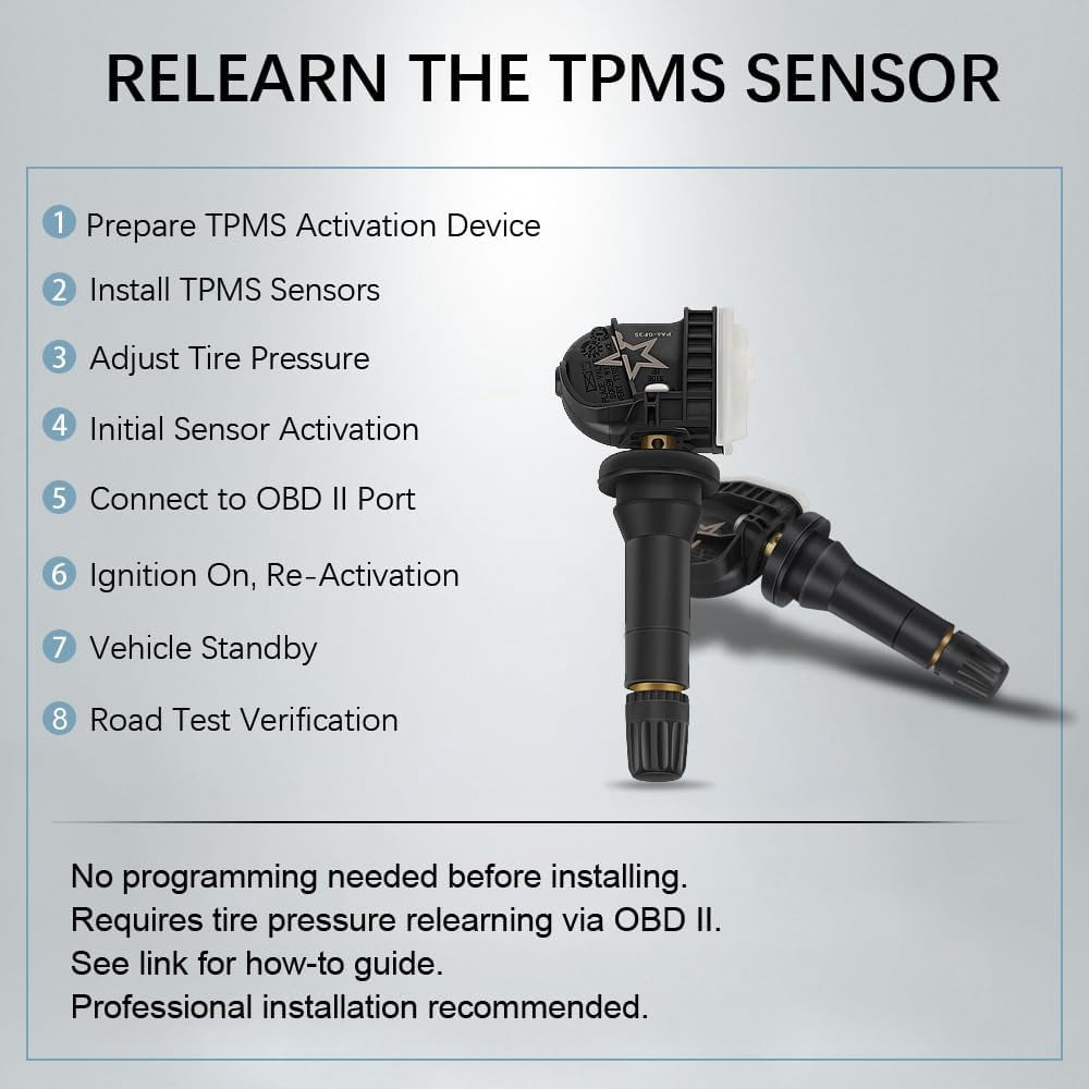 TPMS Sensor GM, 4pcs 315Mhz Tire Pressure Monitoring Sensor Replacement for Chevy Silverado GMC Buick Cadillac Hummer Pontiac SAAB Saturn - Replaces# 13598771 13598772 13586335 13581558