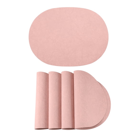 Unique Bargains 4pcs Faux Leather Placemats Pink 17.5"x12.8"