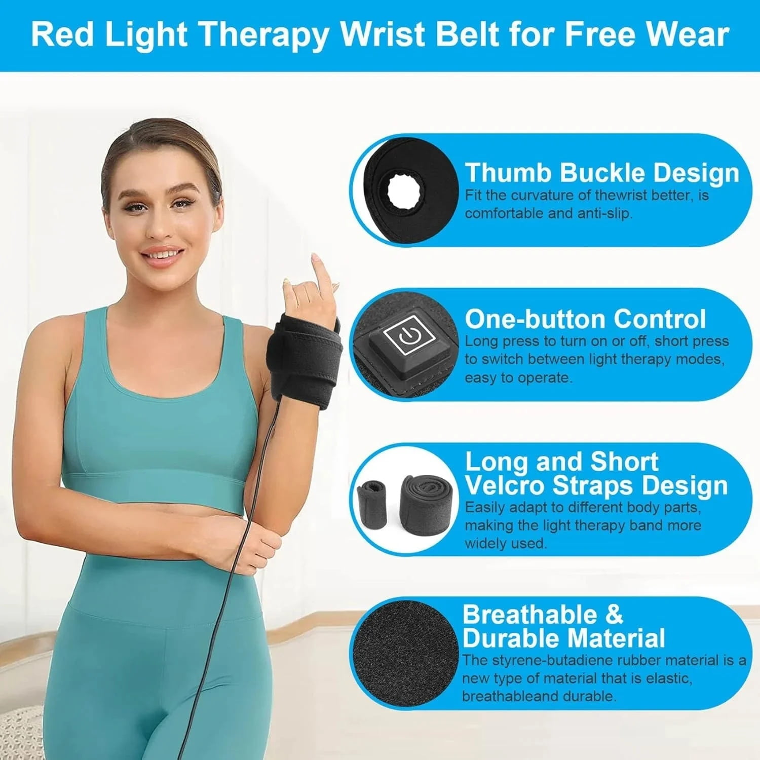 Thera Wrap for Carpal Tunnel, with Heat & Massage, 2026 New 3 in 1 Wrist Heating Pad, with 48 LEDs, Wrist Brace & Hands Wrap Pad for Knee Ankle Foot Joint, Just 15 Minutes A Day(1pcs)