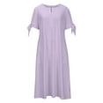thumbnail image 4 of Yghzkop Women's Summer Dresses V Neck Short Sleeve Button Down Linen Blend Maxi Dress Casual Beach office Lightweight Breathable Loose Fit Long Dress with Pockets, 4 of 6