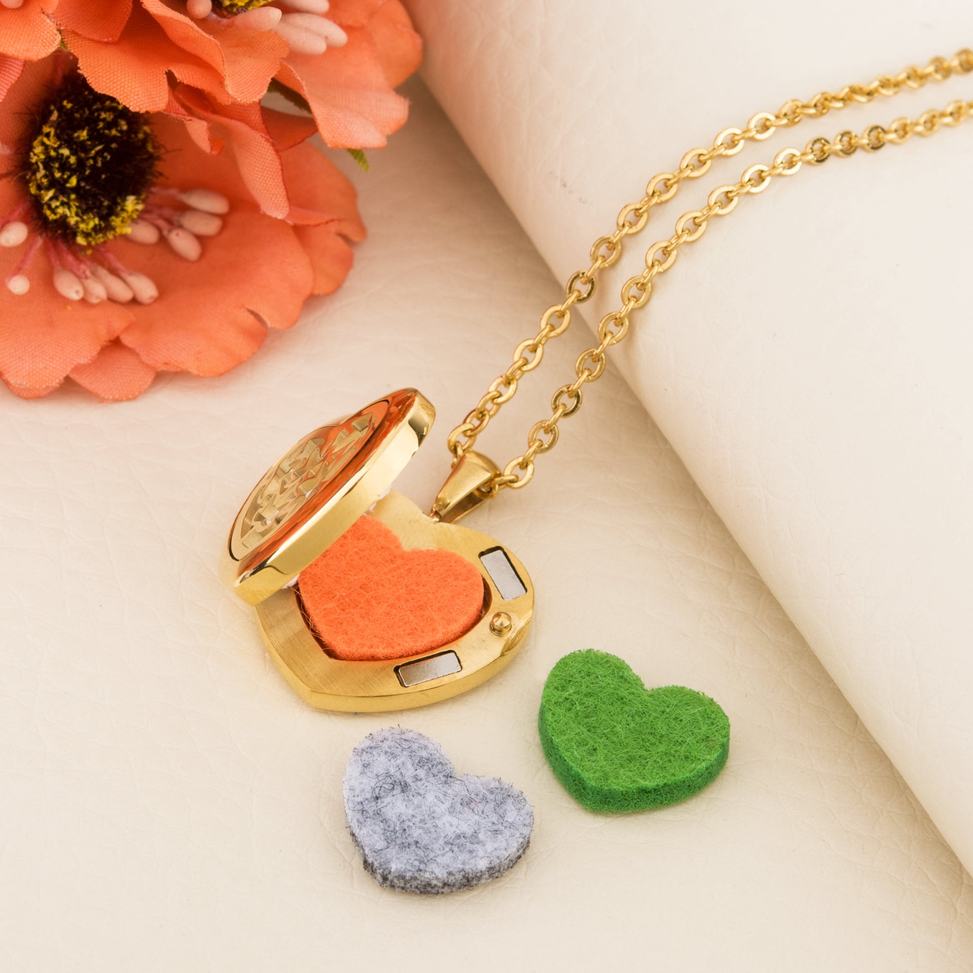 Mother's Day Gift for Mom Anavia Essential Oil Diffuser Necklace, Aromatherapy Necklace, Scent Necklace, Aromatherapy Oil Lockets, Diffuser Lockets, Aromatherapy Jewelry, With Gifts Box-[Gold]