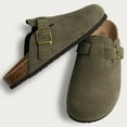 thumbnail image 1 of Crestar-Zapatillas de ante de corcho para mujer y hombre, zuecos de moda, zapatillas clásicas antideslizantes para exteriores con soporte de arco, 1 of 5