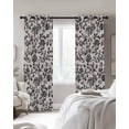 thumbnail image 3 of Farmhouse Black Blackout Curtains 45 Inches Long for Bedroom, Vintage Flower Leaf Botanical Plant Thermal Insulated Room Darkening Black Out Window Curtain Panels Grommet Drapes for Living Room, 3 of 8