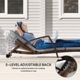 thumbnail image 4 of Set of 2 Wicker Chaise Lounge Chair Outdoor Patio Lounger with 5 Adjustable Back, Wheels, Cushion, and Armrests, Gray, 4 of 10