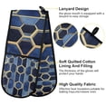 thumbnail image 2 of Yayeee Double Oven Mitt Kitchen Heat Resistant Baking 35" x7" Quilted Glove, Blue Hexagon Pattern, 2 of 6