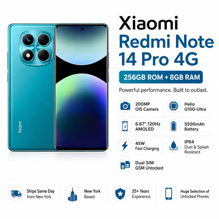 Xiaomi Redmi Note 14 Pro 4G 256GB ROM 8GB RAM Dual SIM GSM