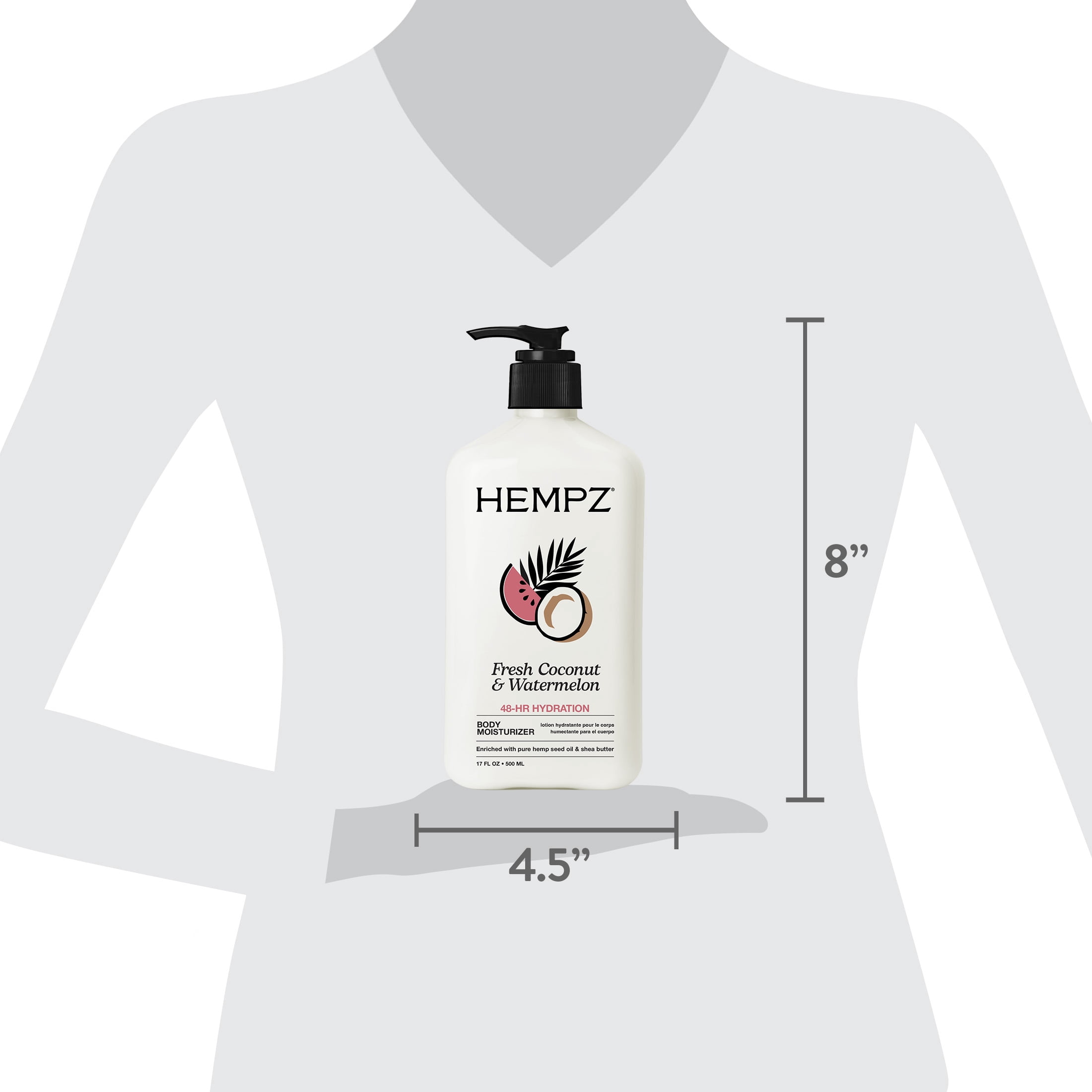 (2 pack) Hempz Fresh Coconut & Watermelon Herbal Body Moisturizer Lotion for Dry Skin, 17 fl oz