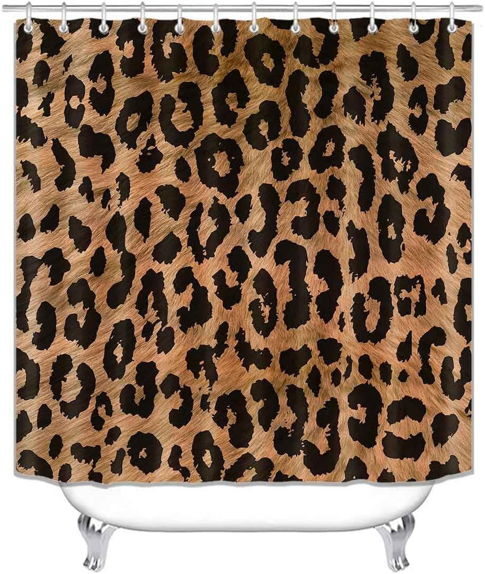 4PCS/Set Pink Leopard Print Shower Curtain, Sexy Fancy Chic Safari
