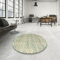 thumbnail image 4 of Ahgly Company Machine Washable Indoor Round Abstract Green Area Rugs, 4' Round, 4 of 7