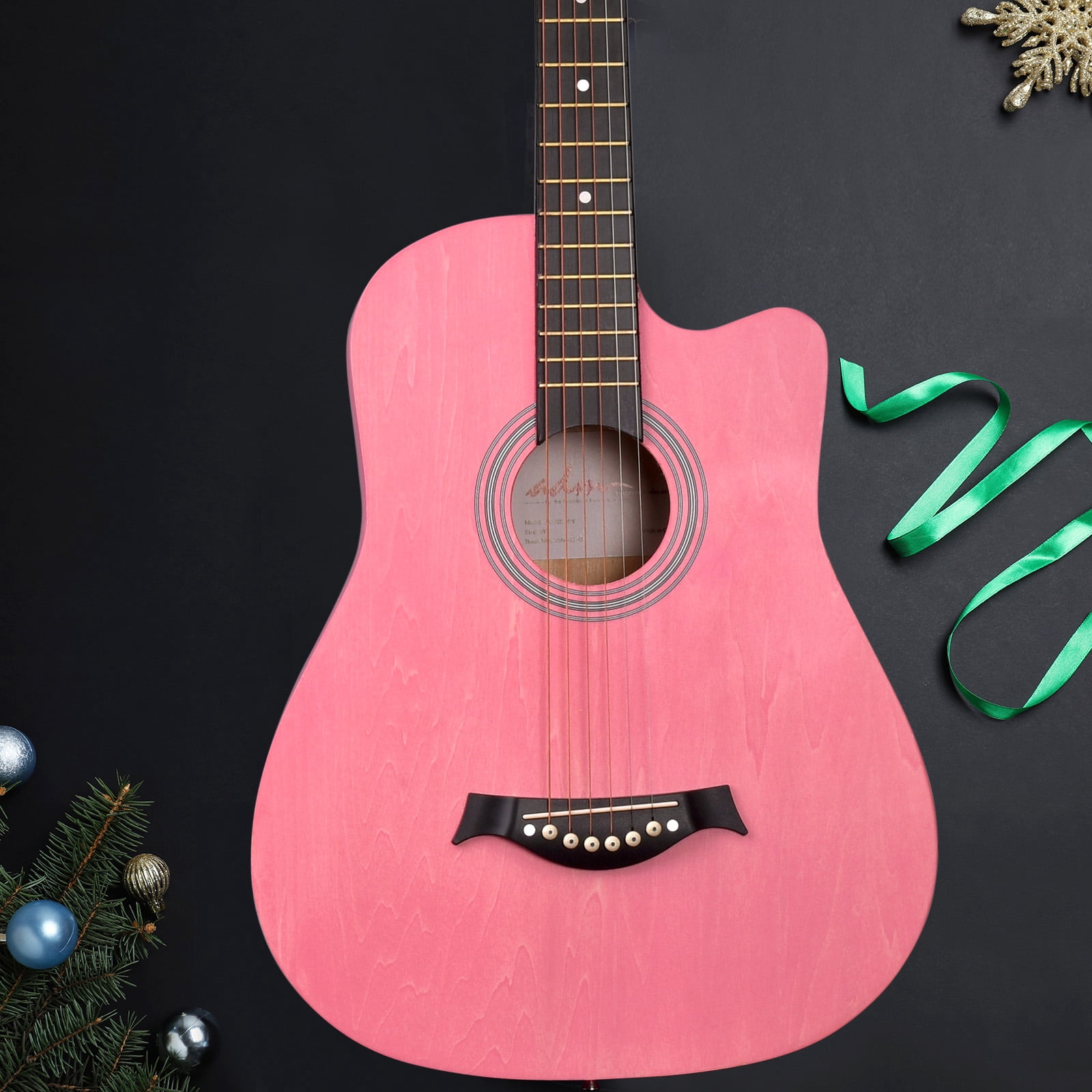 ADM 38'' Acoustic Cutaway Guitar for Kids Beginner Kit with Free Lessons, Pink