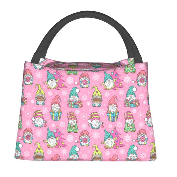 Fotbe pink Holiday Joy Bolsa Térmica Portátil con Estampado, Bolsa de Entrega de Alimentos Aislada, Bolsa Reutilizable de Gran Capacidad para Comidas y Supermercado
