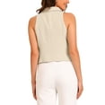 thumbnail image 3 of INSPIRE CHIC Women's Waistcoat Notched Lapel V Neck Double Breasted Sleeveless Suit Vests L Apricot, 3 of 6