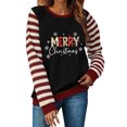 thumbnail image 3 of Christmas Sweatshirts for Women, Letter Print Striped Long Sleeve Crewneck Loose Fit, Fall Holiday Party Graphic Tops S-XXL, 3 of 6