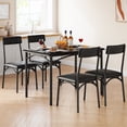 thumbnail image 3 of Dining Table Set, Kitchen Table and 4 Upholstered Chairs , Metal and Wood Square Dining Room Table Set, 3 of 6