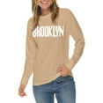 thumbnail image 3 of Big Size Brooklyn Spellout Graphic Long Sleeve Crewneck Tee - Mushroom 2XL, 3 of 4