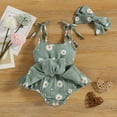 thumbnail image 5 of Gibobby Ropa Para Bebe con volantes y estampado floral sin mangas para niñas pequeñas Trajes con diademas(Verde, 12 Meses), 5 of 5