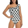 thumbnail image 2 of Yiaed Soccer Print Women One Piece Swimsuits Tummy Control One Shoulder Bathing Suits Pattern Ruffle Swimwear-X-Large, 2 of 8