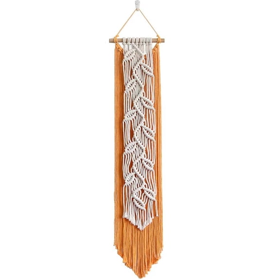 Yvsxxv 1Pc Orange Nordic Leaf Woven Macrame Wall Hanging Tapestry