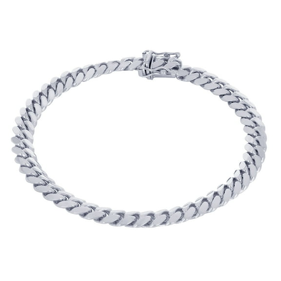 Nuragold 14K Real White Gold Solid Miami Cuban Link 6mm Chain Bracelet (7"-9") Italian Jewelry for Men