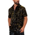 thumbnail image 4 of INSPIRE CHIC Men's Short Sleeve Button Down 70s Disco Costume Party Shirts XL Black Golden, 4 of 4