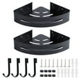 thumbnail image 3 of Wall Hanging Space Aluminum Double Layer Storage Rack Corner Shelf for Home Bathroom Black, 3 of 8