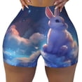 thumbnail image 2 of Logiee Cloud Cute Rabbit Print Women's Biker Shorts,Workout Gym Shorts,Scrunch Shorts,Tummy Control Hidden Scrunch Running Yoga Shorts-Medium, 2 of 8