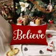 thumbnail image 4 of Christmas Pillow Covers 12x20,Red Believe Christmas Lumbar Pillows Decorative Throw Pillow Cases,Outdoor Xmas Decorations Cushion Covers for Couch Home Winter Holiday (18, 4 of 6