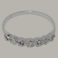thumbnail image 6 of LBG British Made 18k White Gold Natural Opal & Pink Tourmaline Womens Eternity Ring - 33 size options - Size 7, 6 of 9
