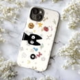 thumbnail image 5 of Cute Black Cat Peeking Cartoon Phone Case, Whimsical Cat and Tiny Objects Pattern, Protective Cover for iPhone 16 15 14 13 12 11 Pro Max Mini, 5 of 6