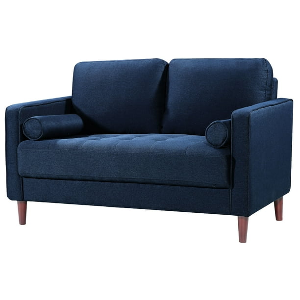 Lifestyle Solutions Lorelei MidCentury Modern Loveseat, Blue Fabric
