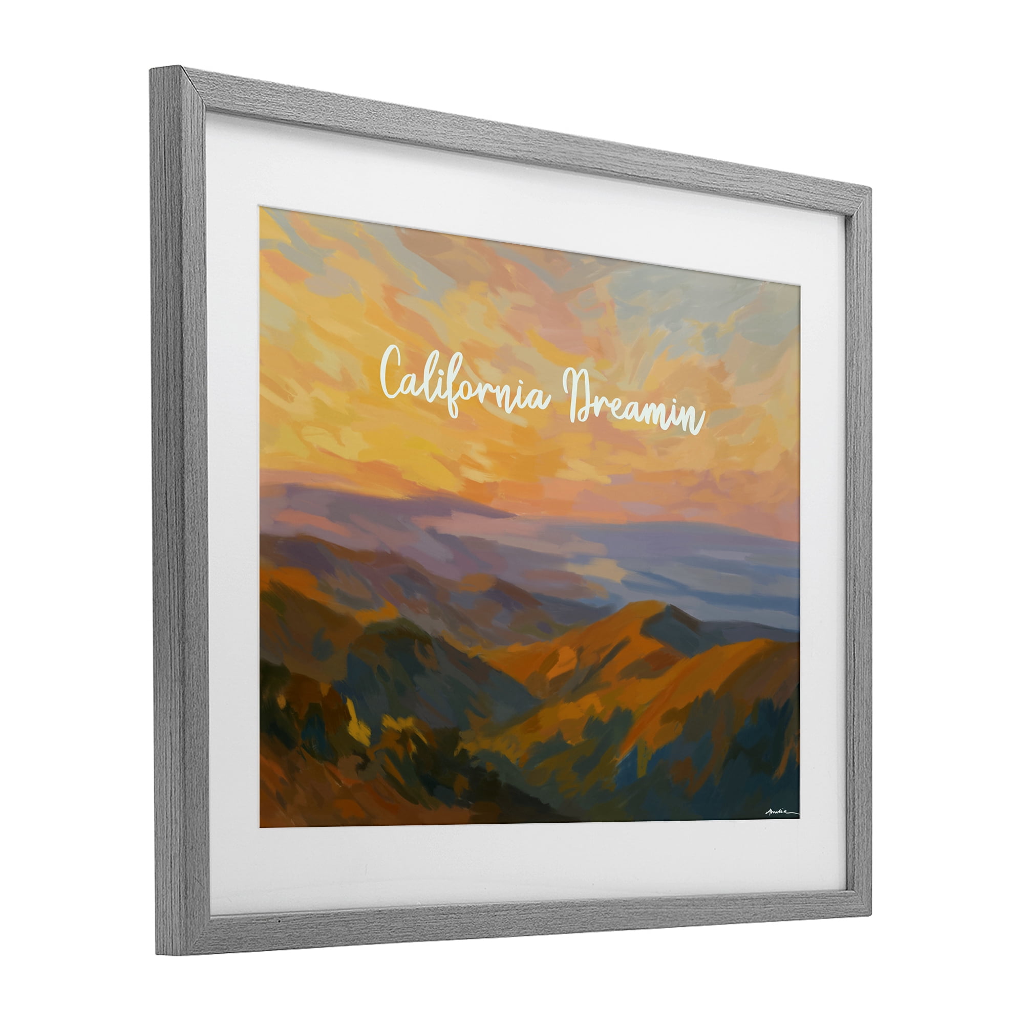Stupell Industries California Dreamin' Mountains Gray Framed Print Under Glass, design by Amelia Noyes