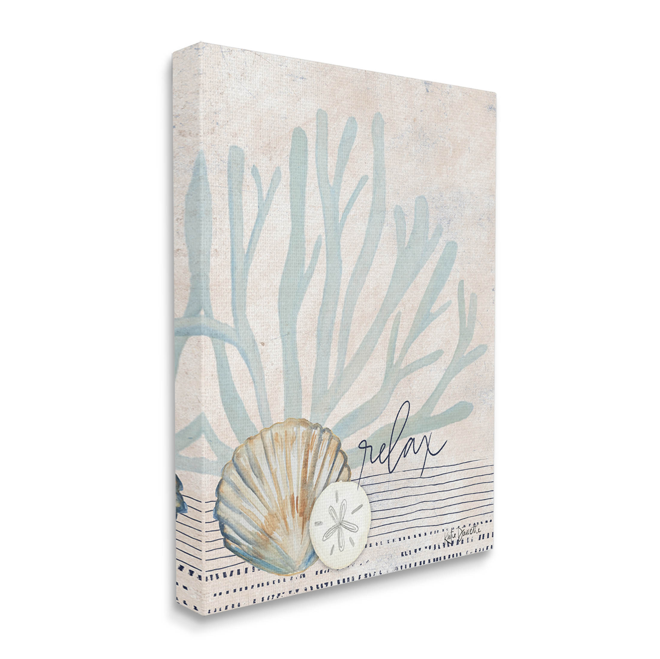 Stupell Industries Striped Sea Life Aquatic Seashells Graphic Art Gallery Wrapped Canvas Print Wall Art, Design by Katie Doucette