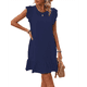 thumbnail image 1 of Vestidos de Verano para Mujer, Cuello Redondo, Corta, Dobladillo con Volantes, Vestido Mini Informal, Azul Oscuro, Talla M, 1 of 7