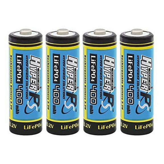 (4-Pack) HyperPS 3.2V LiFePo4 14430 (14 x 43mm) 400mAh Rechargeable Battery for Solar Panel Light, Tooth Brush, Shaver, Flashlight