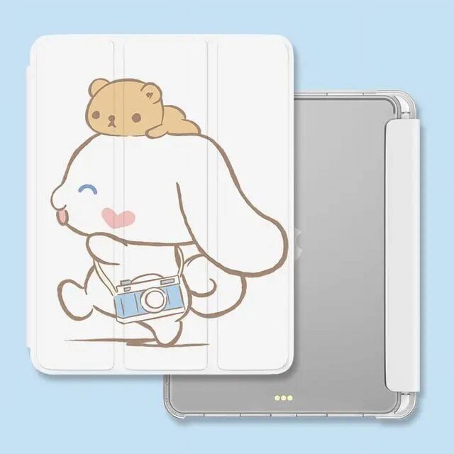 Kawaii Sanrio Hello Kitty Ipad Protective 2021 Anti-fall Three-Fold Cute Cartoon Protective Case Plus Pen Slot Toy Gift for Girl