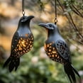 thumbnail image 2 of 1 Pcs Black Hollow Metal Birds Shape Hanging Ornament With Lights Outdoor Atmosphere Home Decoration For Yard, Porch And Window, 2 of 5