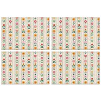 Pioneer Flower Floral Print Pattern Summer Placemats Table Placemats Set Of 4-Linen Kitchen Washable Placemats Table Mats 12x18 Inch Non-Slip Heat Resistant