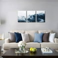 thumbnail image 3 of Indigo Misty Forests Wall Pictures for Bedroom Modern 3 Pieces Canvas Wall Art Mountain Forest in Fog Navy Blue Wall Decor Canvas Art Evergreen Coniferous Trees Gallery Wrapped 12x16inches x3pcs, 3 of 6