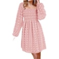 thumbnail image 3 of Women Long Sleeve Maternity Dress Square Neck Swiss Dot Casual Loose Short Dresses, 3 of 6
