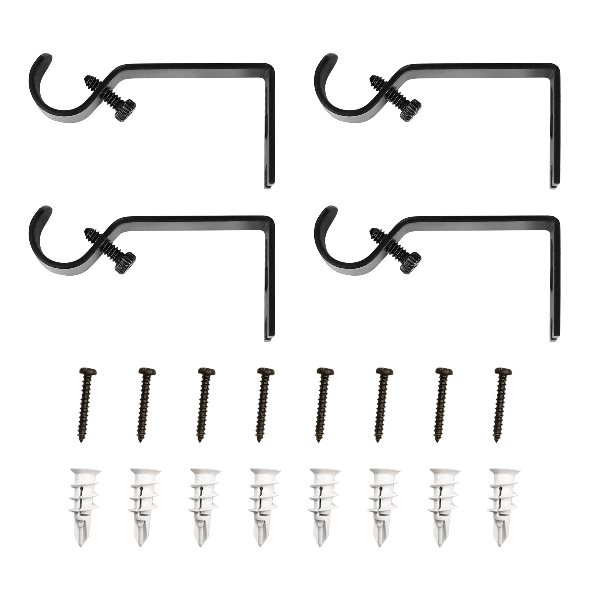 Lumi Home Furnishings Non-Adjustable Single Curtain Rod Brackets 5/8 in. (4-Piece)