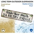 thumbnail image 5 of Wash Your Hands Ya Filthy Animal Sign,Funny Bathroom Wall Art, Green Plant Tin Plaques For Kitchen Toilet Home Decor(4''x 16''), 5 of 5