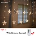 thumbnail image 3 of Moon Star Christmas Ramadan New Year Decoration 2025 Festoon led Fairy String lights Garland Curtain For Room Wedding Home Decor, 3 of 5