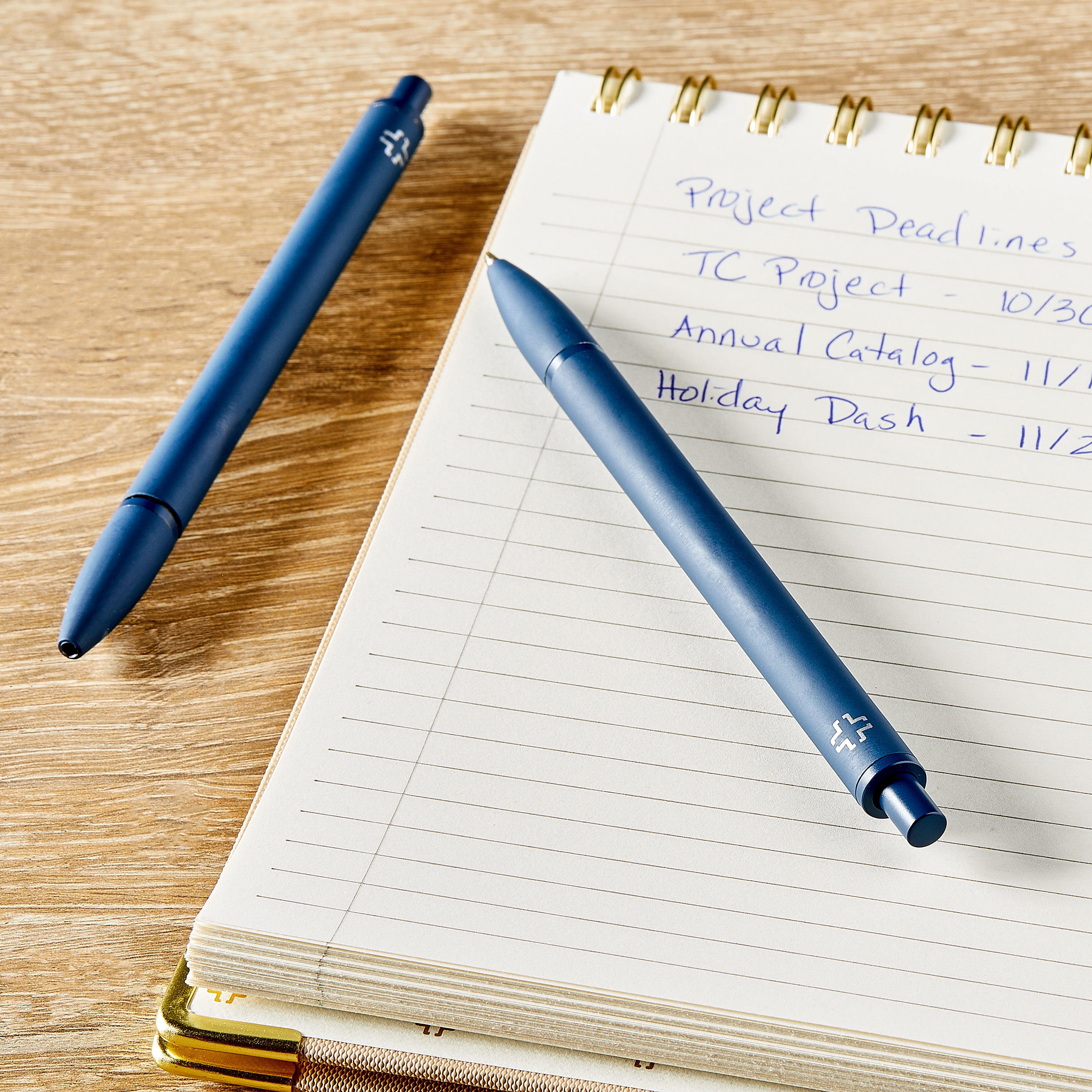 Pen+Gear Retractable Ballpoint Hybrid Ink Pens, Medium Point, 1 mm, Blue Ink, 2 Count