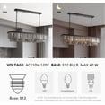 thumbnail image 3 of HOOMEDELIER Modern 8-Lights Indoor Rectangular Crystal Chandelier Hanging Lighting Fixture Rectangle Pendant Light, 3 of 8