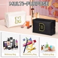 thumbnail image 5 of Bolsa de maquillaje con iniciales TOPEAST, personalizada con cremallera, bonita bolsa de maquillaje, de piel sintética, impermeable, ideal como regalo de cumpleaños para mujer, ideal para chicas (Negr, 5 of 5