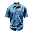 thumbnail image 4 of Men's Paisley Shirts Vintage Floral Button Down Shirt Casual Regular Fit Summer Shirt with Pockets Blue XXXXL, 4 of 4
