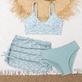 thumbnail image 2 of kpoplk Girls Floral Bikini 3PCS Set Complete Swimsuit with Mesh Skirt Cover Up for Pool or Beach(Green,7-8 Y), 2 of 6