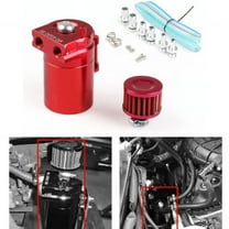 Red Universal Aluminum Oil Catch Can Kit Reservoir Tank Engine With Filter