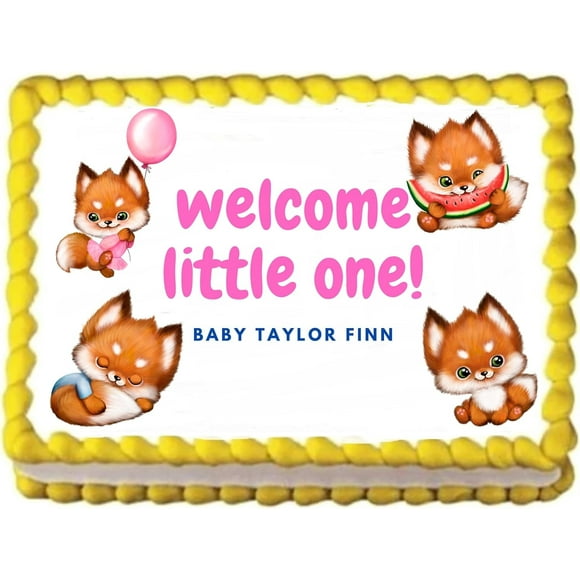 Baby Girl Baby Shower Edible Cake Topper Edible Image Cake Toppers Frosting Sheet Icing Paper Cake Decoration (16" by 10" 1/2 sheet)