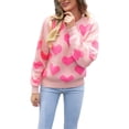 thumbnail image 1 of LUOGENLI Chandails pour Femmes en Coton à Col en V Tricot pour Femmes Chandail Mode Rose Taille m, 1 of 6
